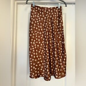 Sienna Sky Brown Floral Midi Skirt